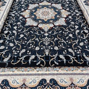 فرش ماشینی زمینه سرمه ای برند مسجدی